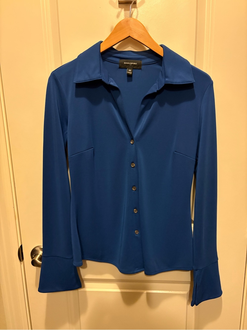 Banana Republic Classic Button-Front Blouse in Cobalt